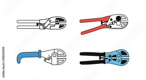 Gas pipe cutter Line art modern simple shapes vector