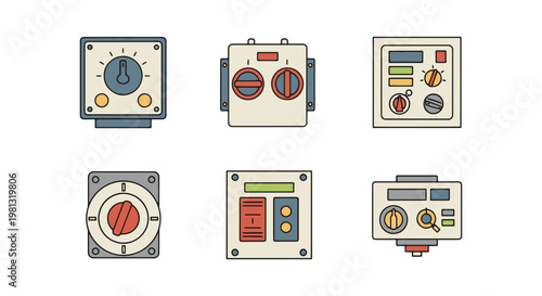 Gas control panel Line art minimal clean shapes vector