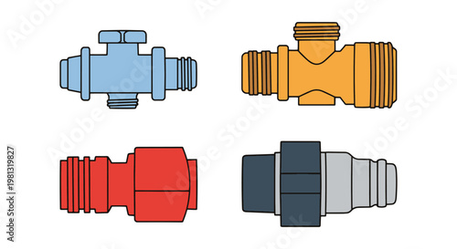 Gas connector fitting Line art simple abstract shape illustration