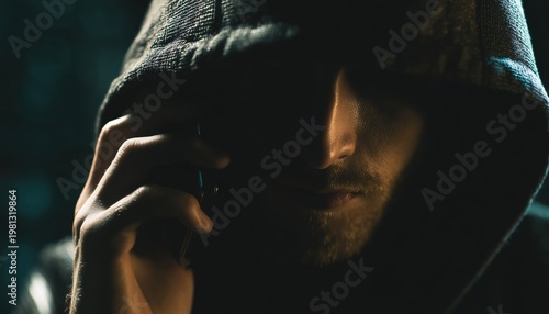 Dangers Of Phone Fraud And Computer Hacking: Man Scamming Social Media, Online Cheating, And Data Theft. Cybercrime Risks And Ways To Protect Yourself.
