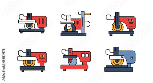 Gas cutting machine Line art minimal color pattern illustration