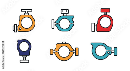 Gas cylinder clamp Line art creative colorful pattern illustration