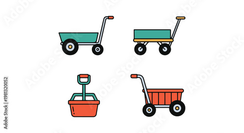 Garden Trolley Line art vector modern abstract shape