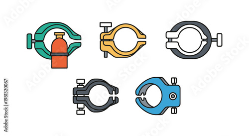 Gas cylinder clamp Line art modern abstract color shapes
