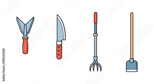 Garden Weeding Tool Line art abstract modern illustration vector