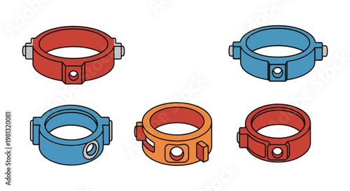 Gas cylinder collar Line art minimal abstract color shapes