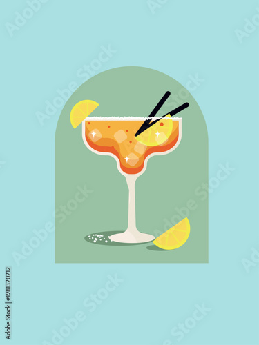 cocktail glass with lemon