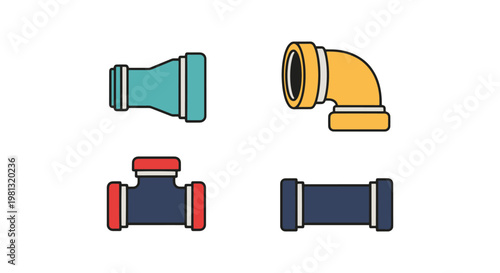 Gas pipe fitting Line art simple color shapes illustration