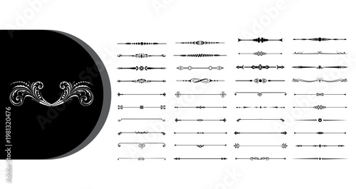A collection of various ornate and elegant dividers and flourishes on a clean white background