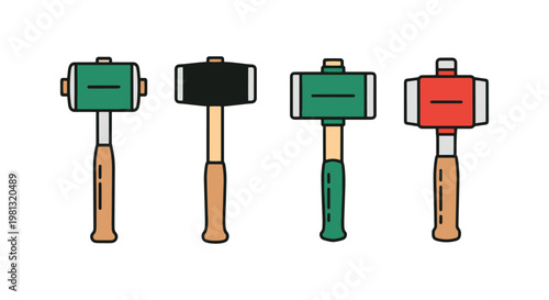 Garden Mallet Line art vector creative color shapes illustration