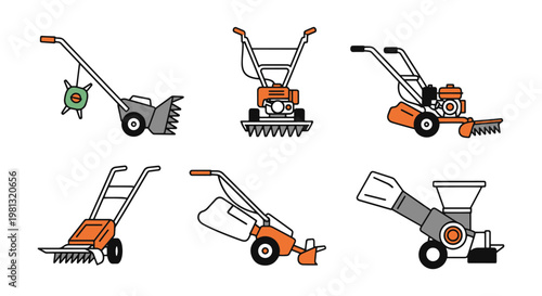 Garden Mulcher Line art vector minimal abstract simple shapes