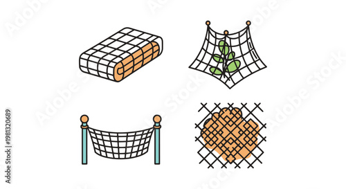 Garden Netting Line art vector modern abstract minimal shapes