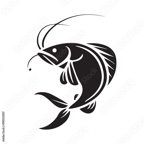 Jumping Catfish Silhouette Vector Illustration