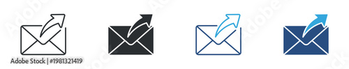 Email Send Icon Set, Message Sharing and Outgoing Mail Concept, Communication and Digital Messaging Symbols, Vector Illustration