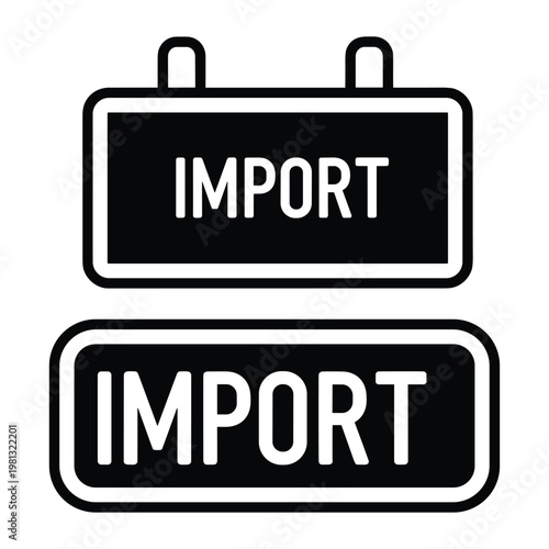 Dual import label icons with hanging sign design for software menus