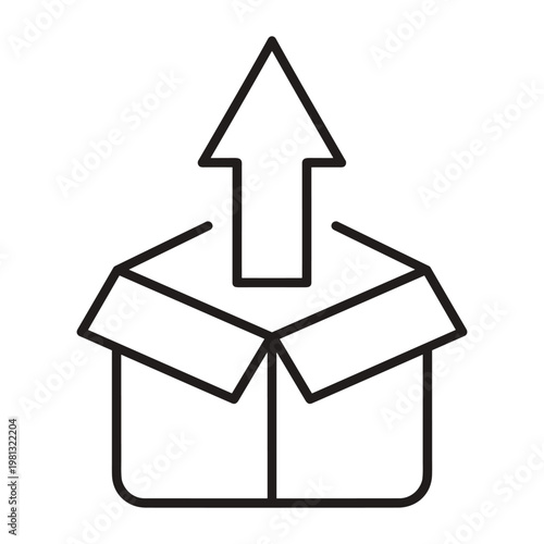 Cardboard box with upward arrow for product export and shipping