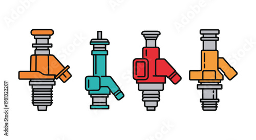 Gas injector adapter Line art abstract colorful pattern vector