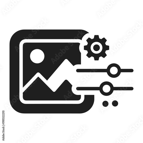 Image adjustment settings icon with mountain landscape and slider controls