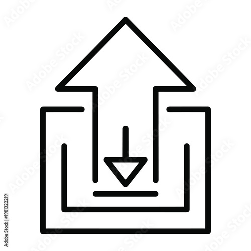 Modern upload icon with upward arrow inside a square container design
