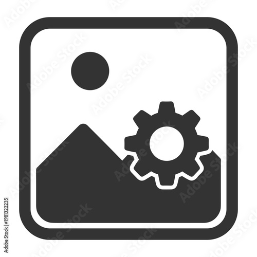 Image settings icon with gear for photo editing software interface