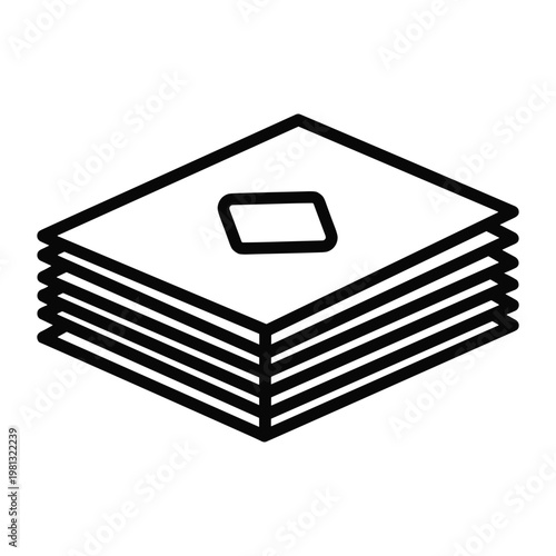Isometric stack of square paper sheets for document management system