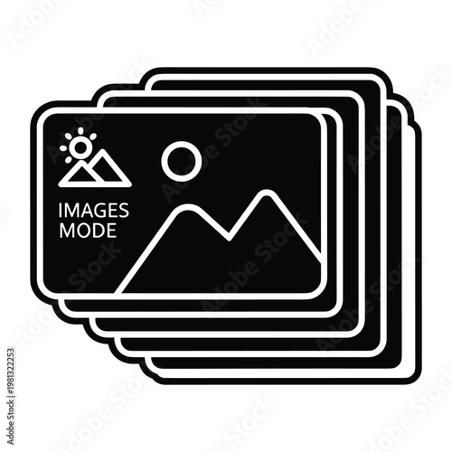 Stack of images with sun and mountain icon for image mode settings