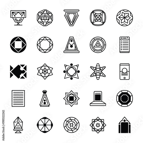 Intricate geometric and abstract icon set for creative branding