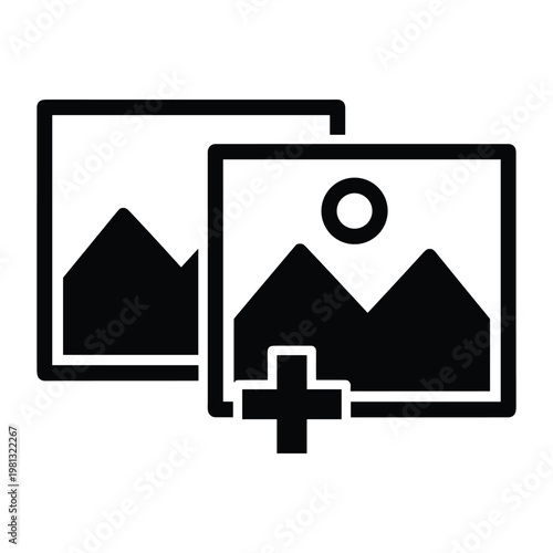 Photo gallery add button icon for mobile and web applications