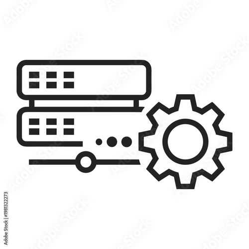 Server configuration gear icon for technical infrastructure management