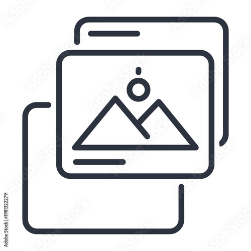 Modern image gallery stack icon for creative digital interfaces