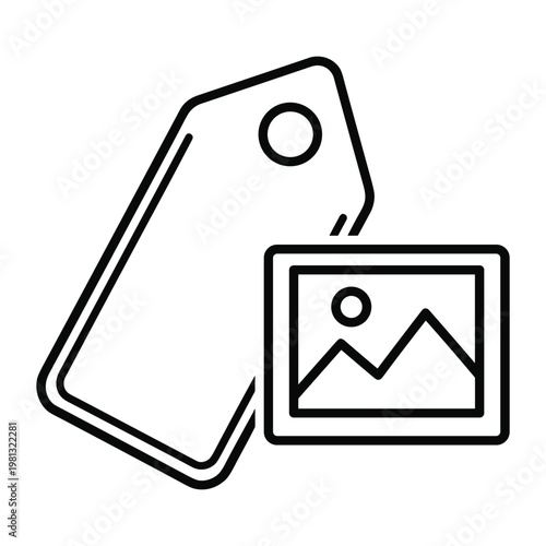 Price tag and image file icon representing digital marketing photography