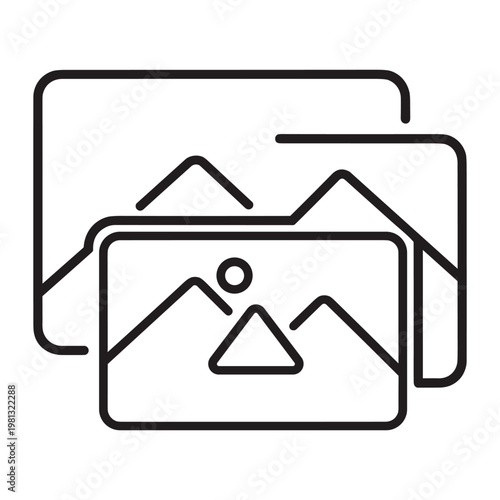 Stacked image files with landscape icon for digital photo collections