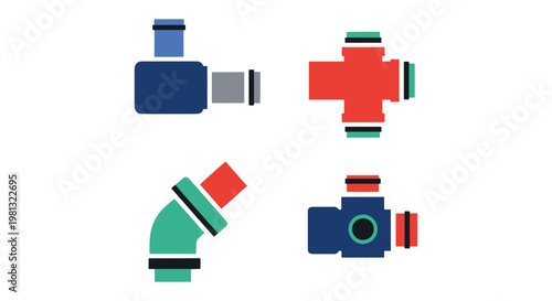 Gas injector adapter Line art simple abstract colorful vector