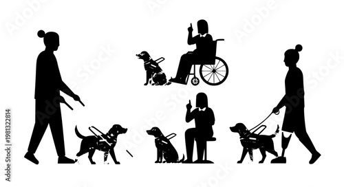 Minimal disability guide dog vector illustration set EPS10 isolated
