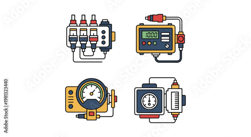 Gas injector tester Line art modern abstract color vector