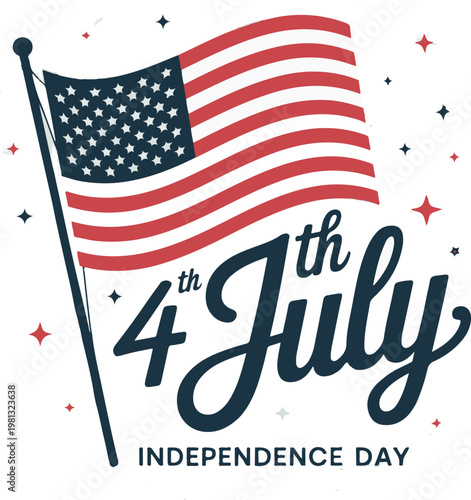 Patriotic USA flag illustration celebrating 4th of July Independence Day.