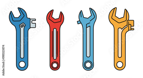 Gas key wrench Line art vector modern abstract decorative