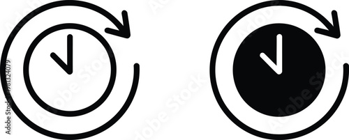 Clockwise arrow icons set, time or history refresh symbol