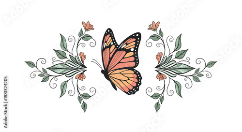 A delicate hand-drawn botanical element adds a touch of natural grace, suitable for branding, invitations, or website design with a calm, organic feel