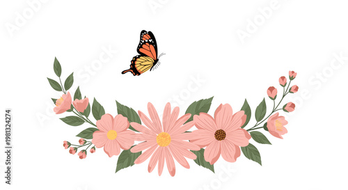 A delicate corner arrangement of a soft pink flower, offering a touch of elegance and spring for website banners, social media posts, or feminine bran