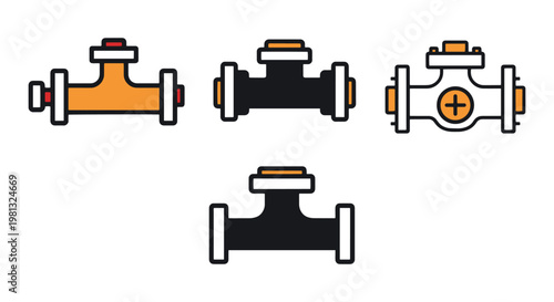 Gas manifold Line art vector simple colorful abstract