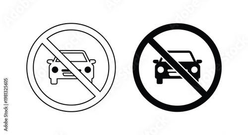 No vehicles allowed a circular prohibition sign black silhouette