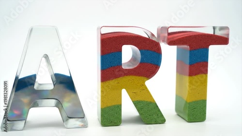 3D colorful alphabet letters AR for education and branding on white background
