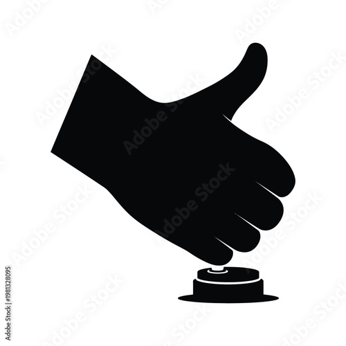 Hand pressing button silhouette illustration vector for launch start and action execution.