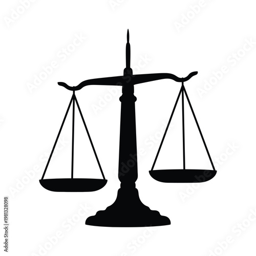 Justice scales silhouette symbol for law and legal system vector representation illustration.