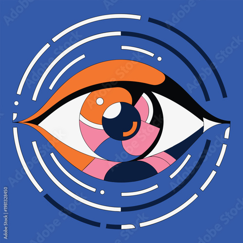 Digital Iris Scan Vector Illustration