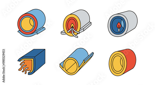 Gas pipe insulation Line art modern abstract shape vector