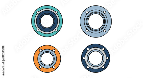 Gas pipeline flange Line art abstract simple shapes vector