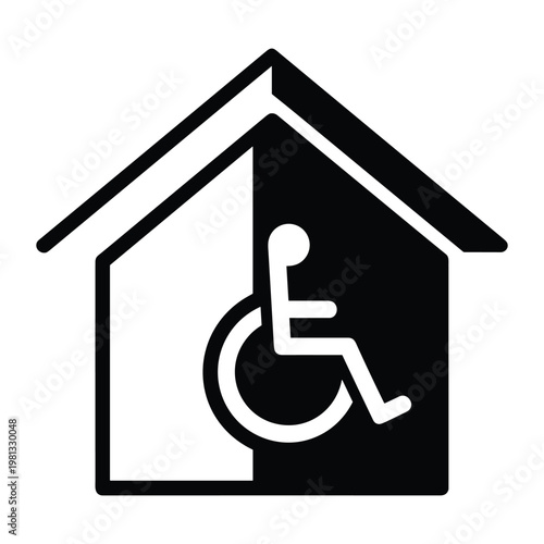 Wheelchair accessible home icon for disability inclusive housing design