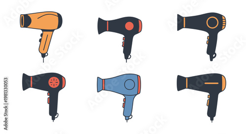Hair Dryers Line art vector creative colorful pattern illustration